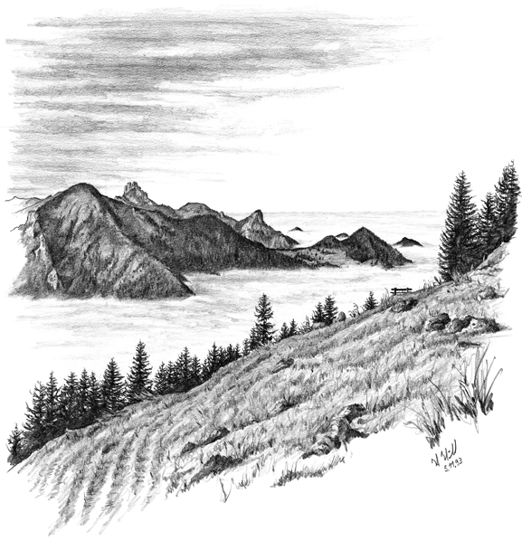 Über den Wolken: Blick vom Hochgern auf Hochplatte und Kampenwand