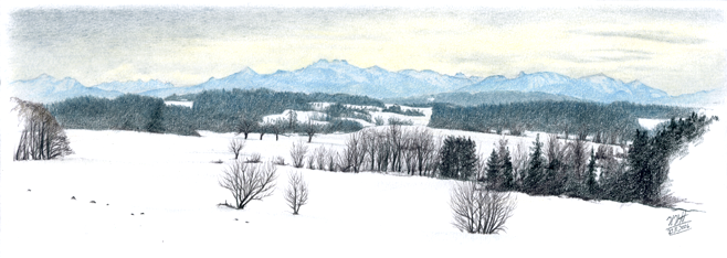 Chiemgaulandschaft im Winter
