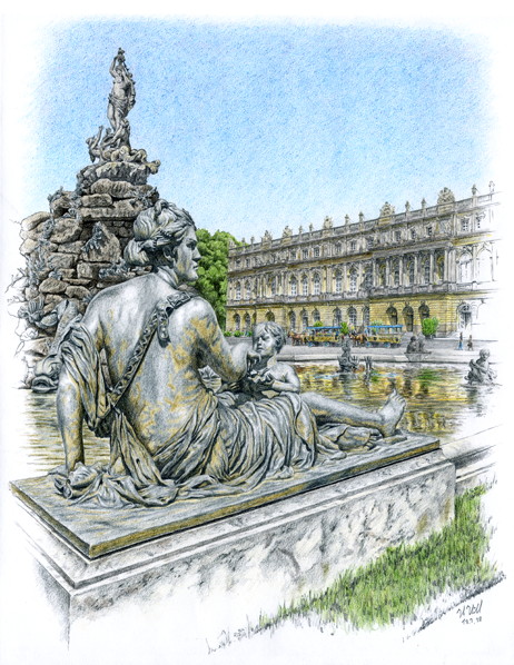 Herrenchiemsee: Der Fortunabrunnen vor dem Königsschloss