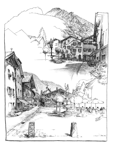 Der Florianiplatz in Bad Reichenhall