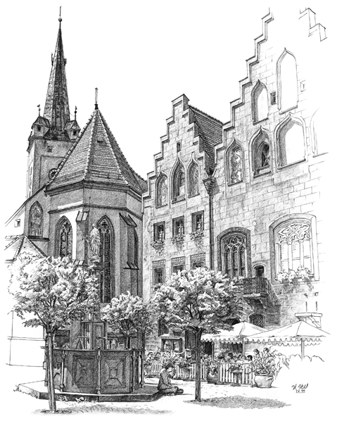 Wasserburger Marienplatz mit Frauenkirche und Rathaus