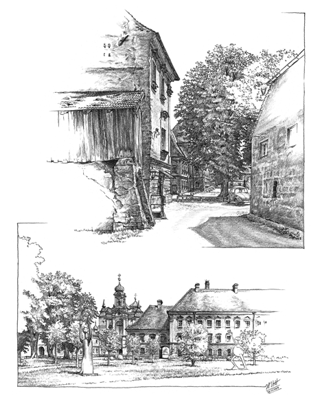 Raitenhaslach bei Burghausen: Zwei Ansichten des früheren Zisterzienserklosters