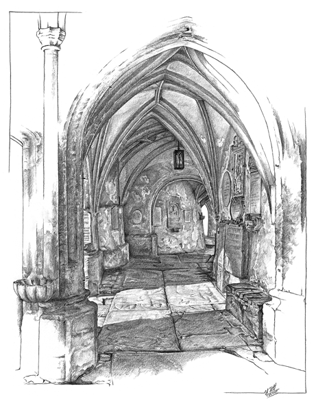 Laufen a. d. Salzach: Der Kreuzgang der Stiftskirche mit spätgotischem Gewölbe